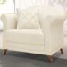 Poltrona Decorativa Retro Polo Com Almofada Linho Natural Ezz