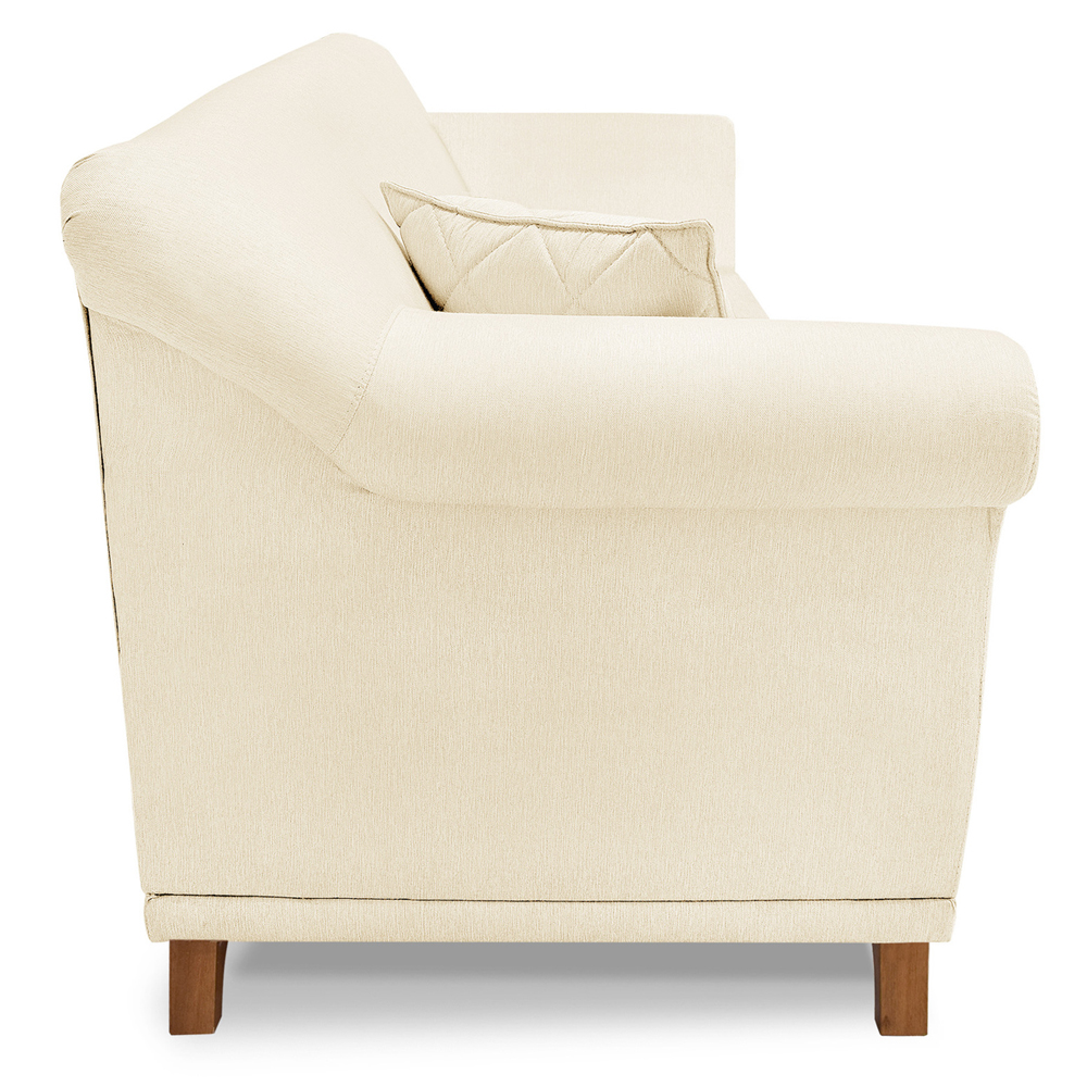 Poltrona Decorativa Retro Polo Com Almofada Linho Natural Ezz