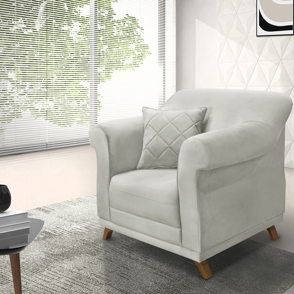 Poltrona Decorativa Retro Polo Com Almofada Veludo 2223 Ezz