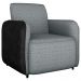 Poltrona Decorativa Zuquire 76 cm Linho Vancouver Cinza Corino Preto Milani Store
