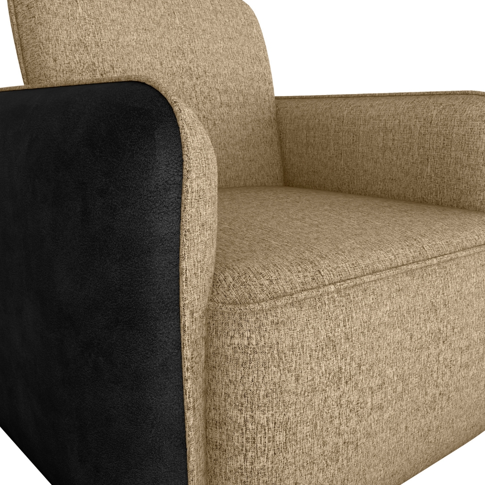 Poltrona Decorativa Zuquire 76 cm Linho Vancouver Palha Corino Preto Milani Store