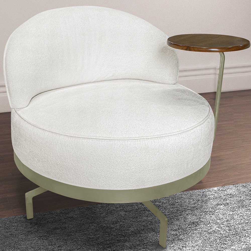 Poltrona Giratoria Glamour 704 Organica Linho Boucle 3300 Ezz
