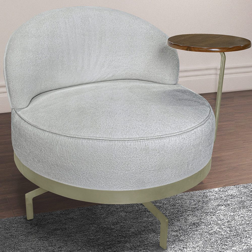 Poltrona Giratoria Glamour 704 Organica Linho Boucle 3302 Ezz