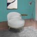 Poltrona Giratoria Glamour 704 Organica Linho Boucle 3302 Ezz
