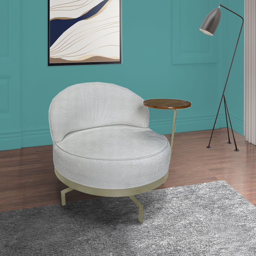 Poltrona Giratoria Glamour 704 Organica Linho Boucle 3302 Ezz