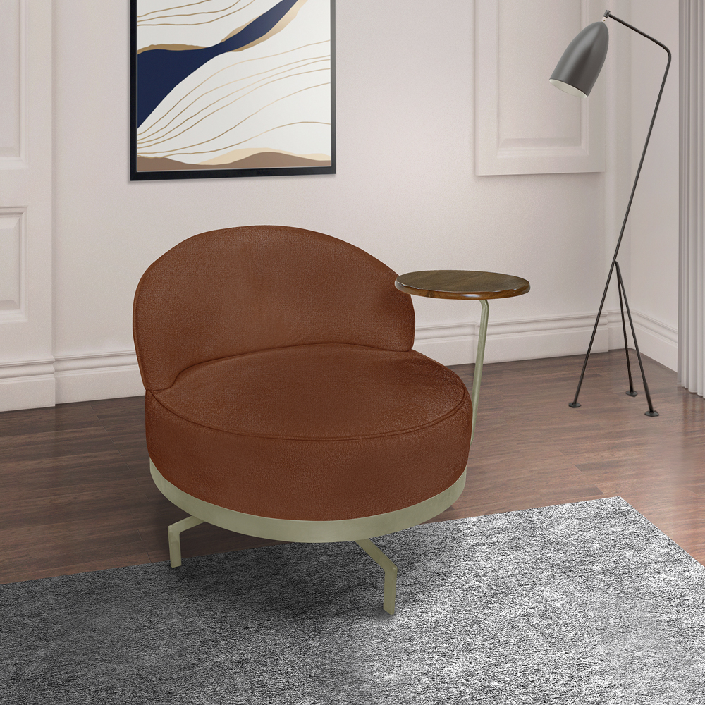Poltrona Giratoria Glamour 704 Organica Linho Boucle 3303 Ezz