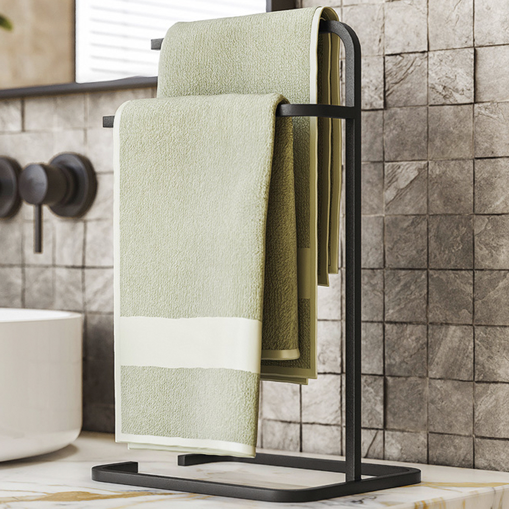 Porta Toalha Toalheiro Duplo Lovell Bancada Lavabo Preto DHom