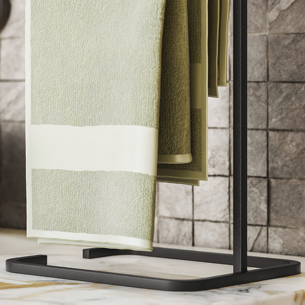 Porta Toalha Toalheiro Duplo Lovell Bancada Lavabo Preto DHom