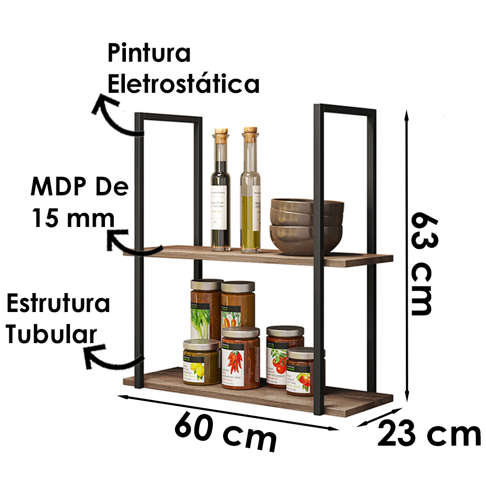 Prateleira Estilo Industrial Aurum Demolicao Preto DHom