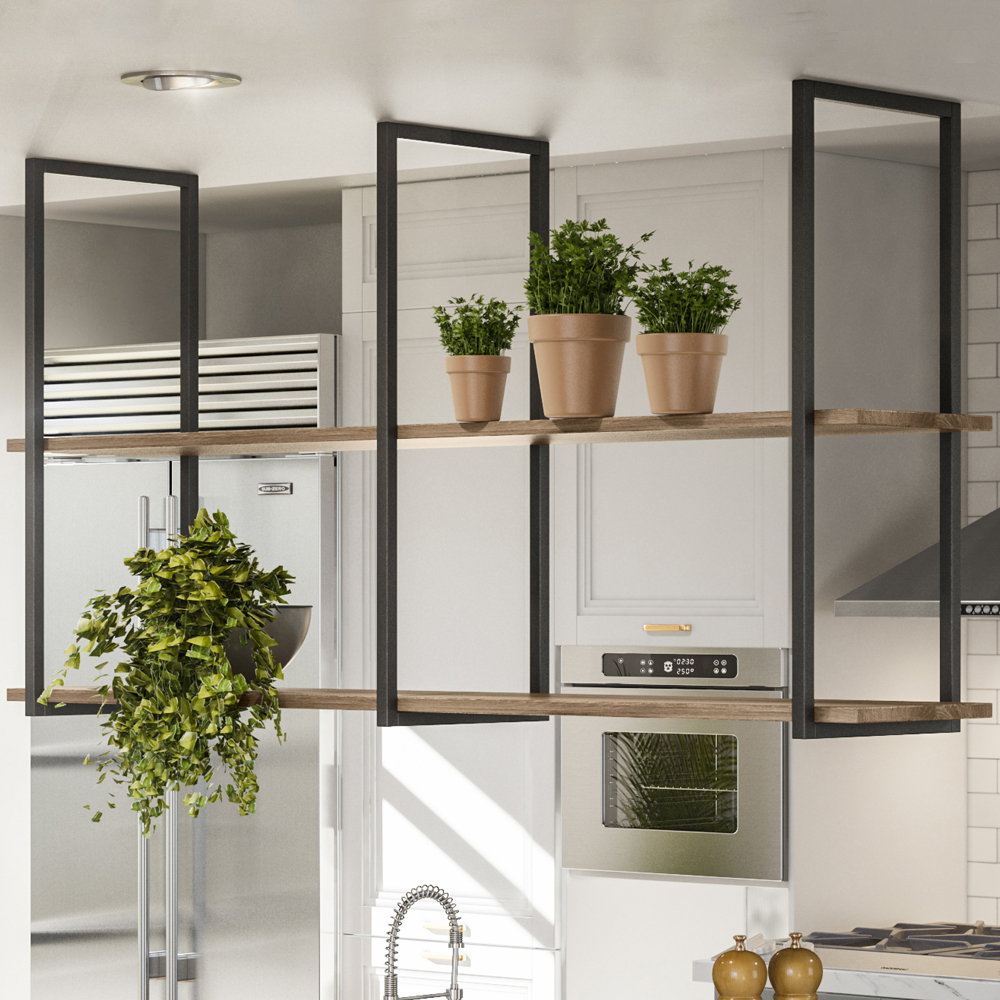 Prateleira Teto e Parede Estilo Industrial Aurum Demol Preto DHom