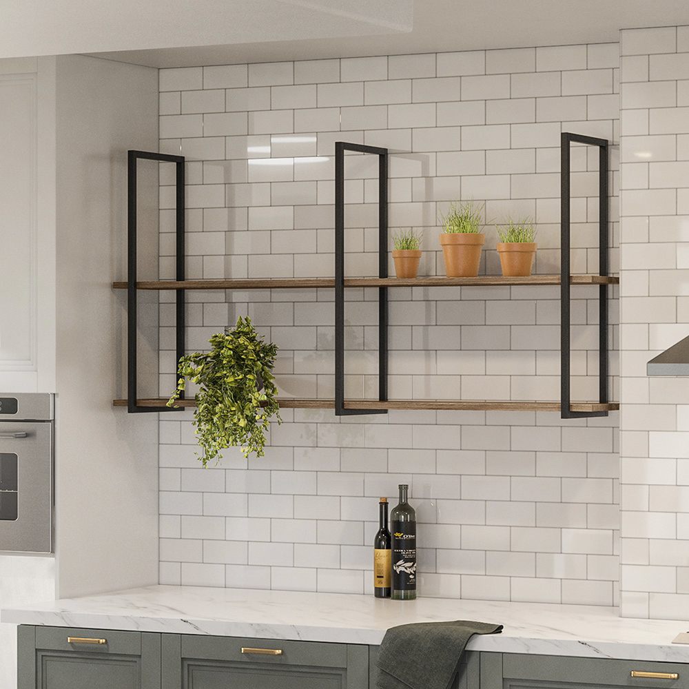 Prateleira Teto e Parede Estilo Industrial Aurum Demol Preto DHom