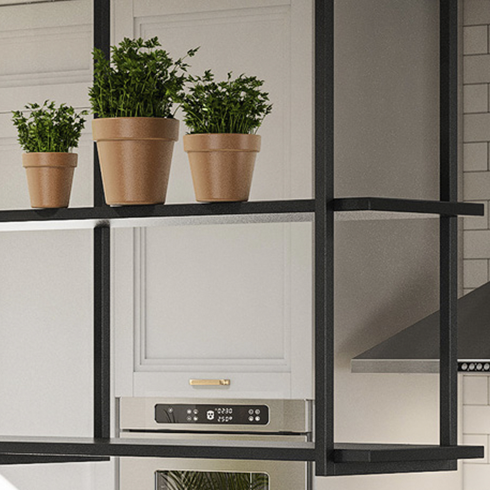 Prateleira Teto e Parede Estilo Industrial Aurum Preto DHom
