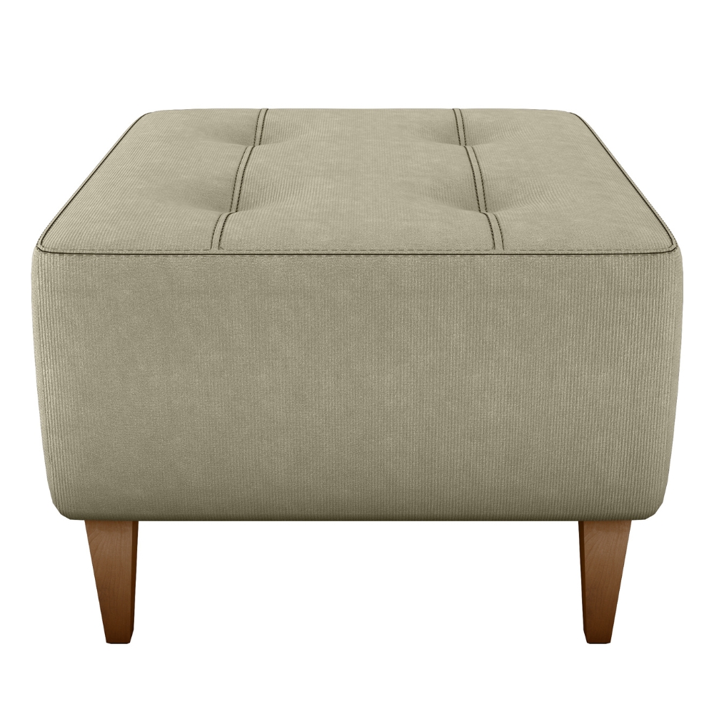 Puff Decorativa Para Sala Piva 62x52 cm Veludo Light Bege Milani Store