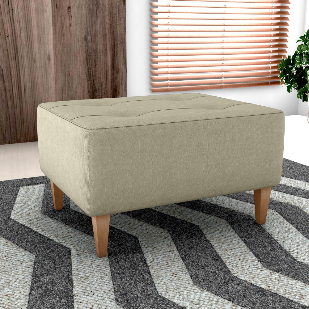 Puff Decorativa Para Sala Piva 62x52 cm Veludo Light Bege Milani Store
