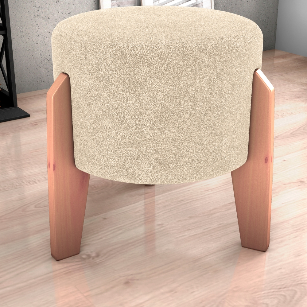 Puff Decorativo Para Sala Luxo 44x44 cm Boucle F492 Natural Milani Store
