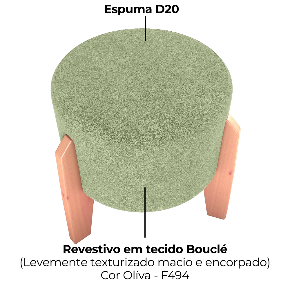 Puff Decorativo Para Sala Luxo 44x44 cm Boucle F494 Oliva Milani Store