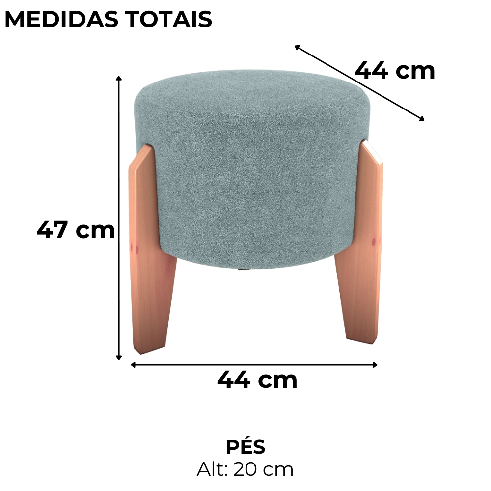 Puff Decorativo Para Sala Luxo 44x44 cm Boucle F495 Azul Milani Store