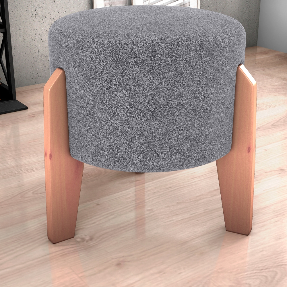 Puff Decorativo Para Sala Luxo 44x44 cm Boucle F497 Cinza Milani Store