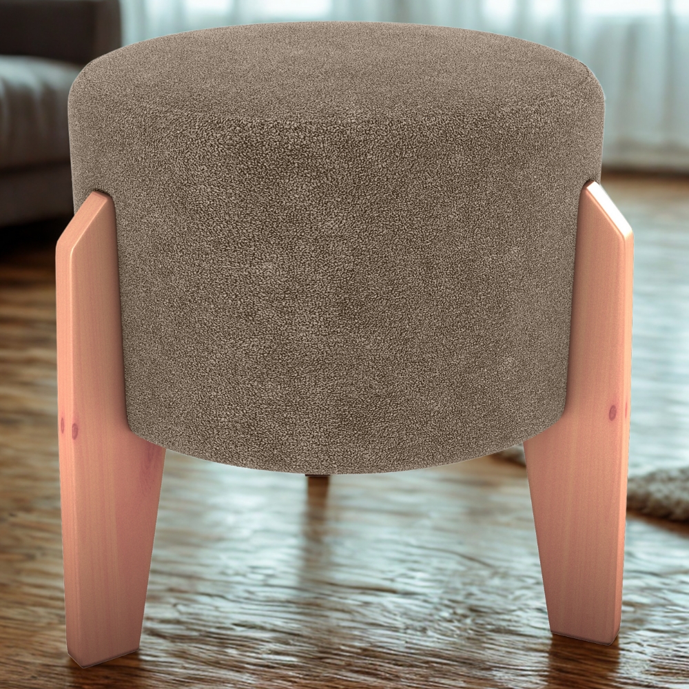 Puff Decorativo Para Sala Luxo 44x44 cm Boucle F498 Marrom Milani Store