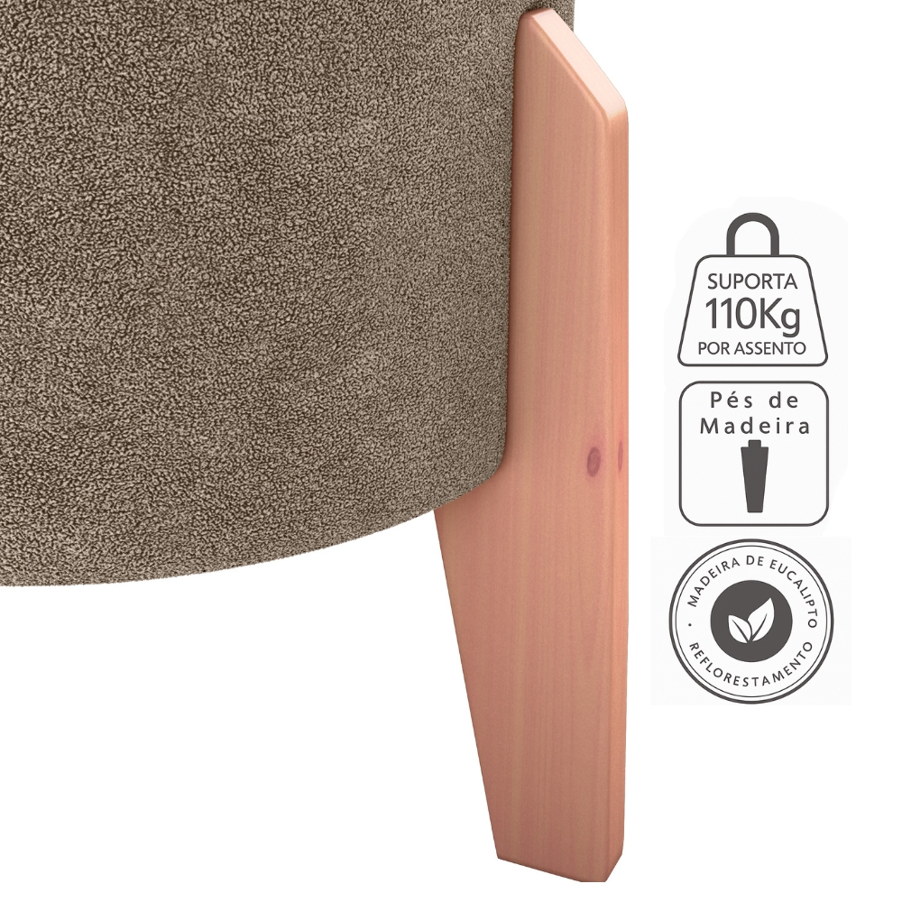 Puff Decorativo Para Sala Luxo 44x44 cm Boucle F498 Marrom Milani Store