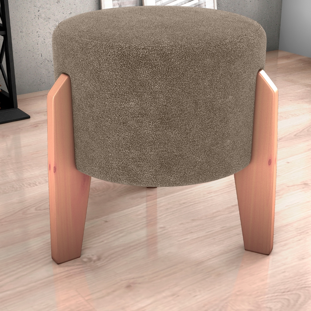 Puff Decorativo Para Sala Luxo 44x44 cm Boucle F498 Marrom Milani Store