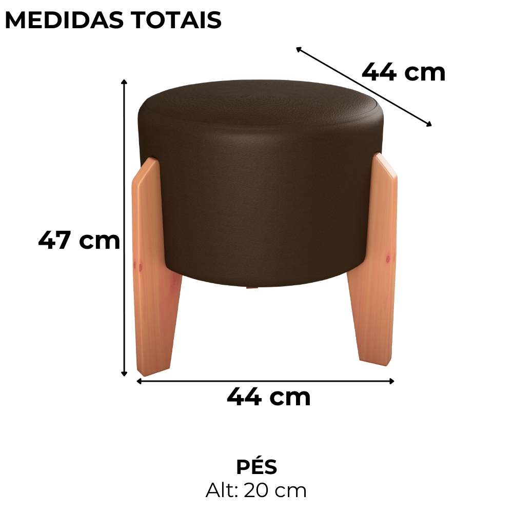 Puff Decorativo Para Sala Luxo 44x44 cm Corano Marrom Milani Store