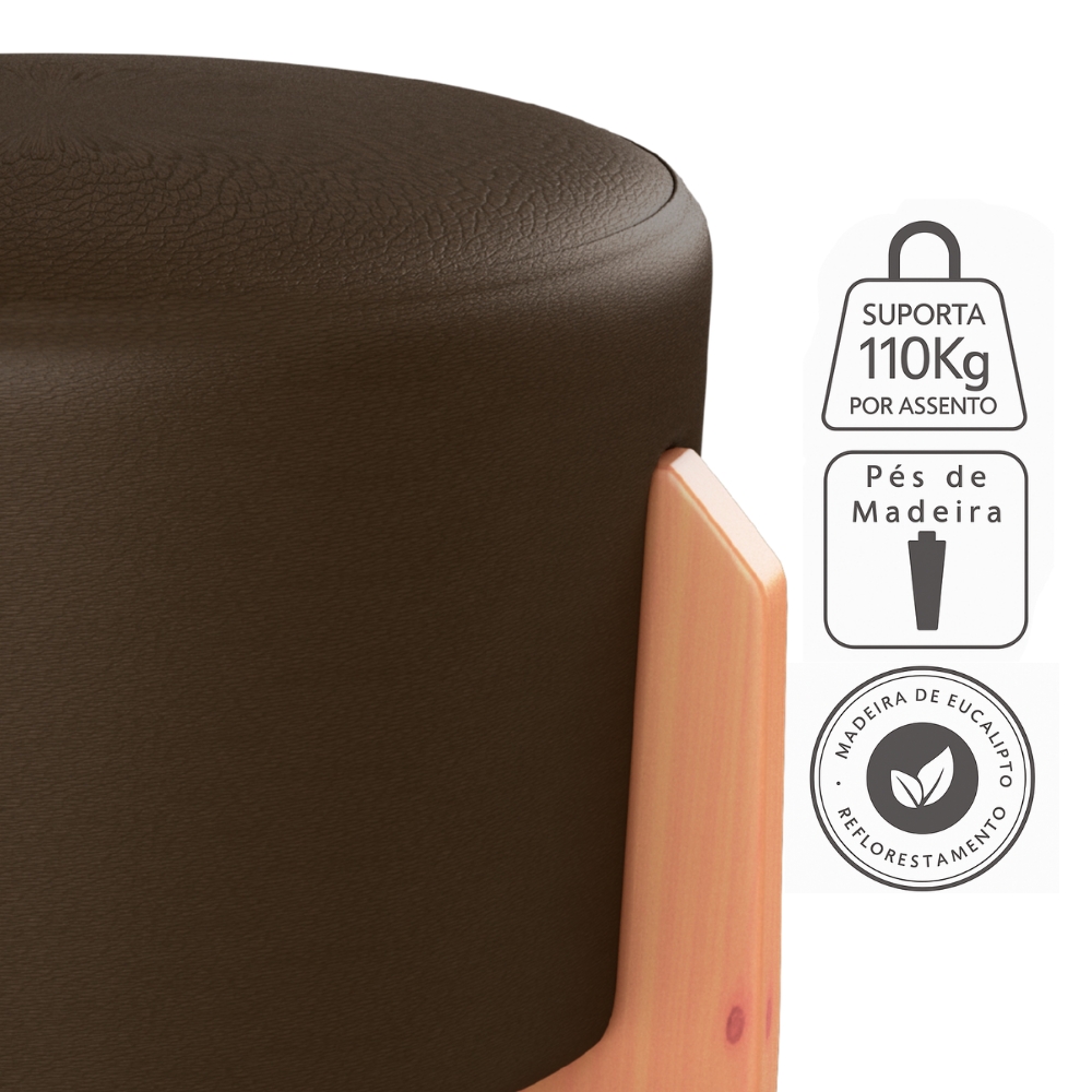 Puff Decorativo Para Sala Luxo 44x44 cm Corano Marrom Milani Store