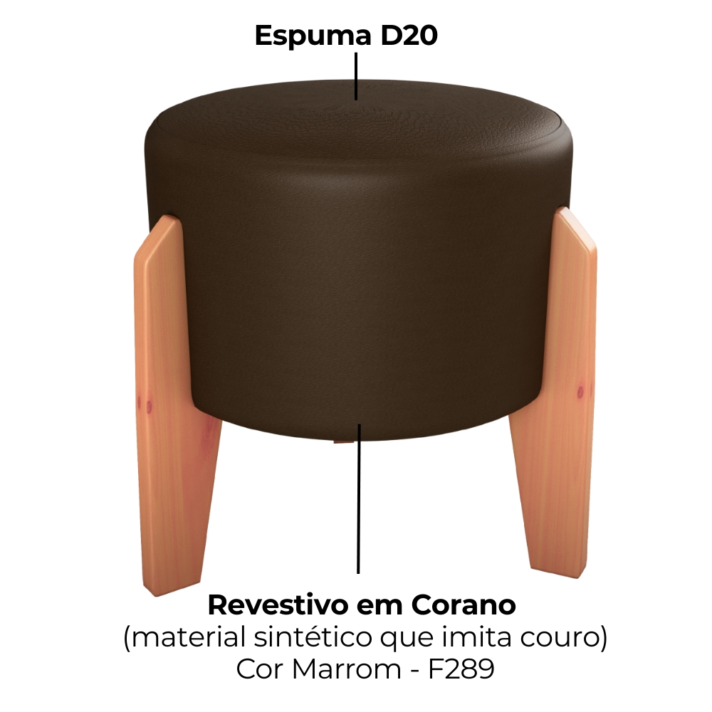 Puff Decorativo Para Sala Luxo 44x44 cm Corano Marrom Milani Store