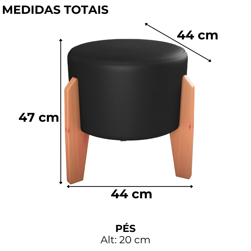 Puff Decorativo Para Sala Luxo 44x44 cm Corano Preto Milani Store
