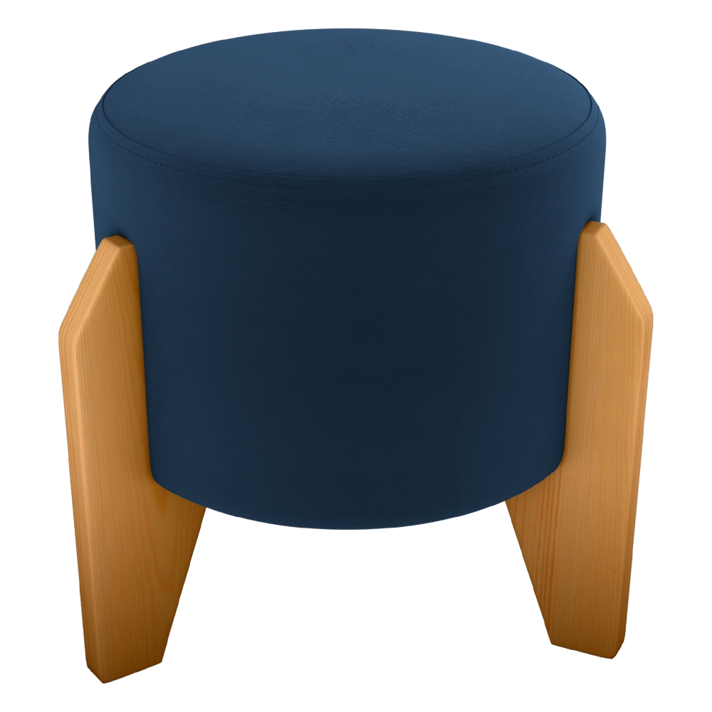 Puff Decorativo Para Sala Luxo 44x44 cm Veludo Azul Milani Store