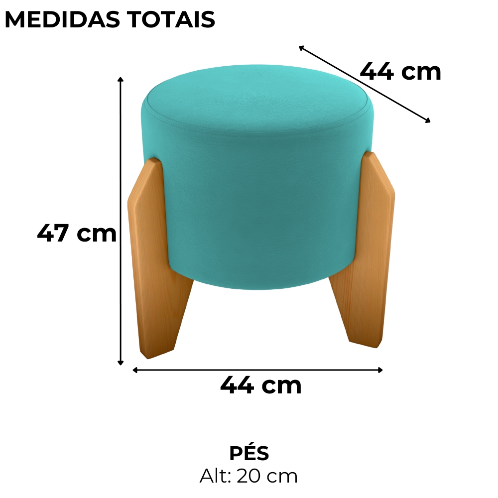 Puff Decorativo Para Sala Luxo 44x44 cm Veludo Deluxe Verde Milani Store