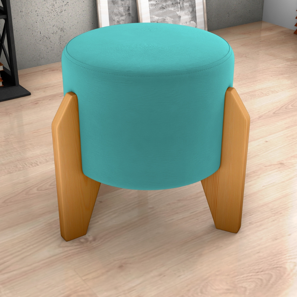 Puff Decorativo Para Sala Luxo 44x44 cm Veludo Deluxe Verde Milani Store