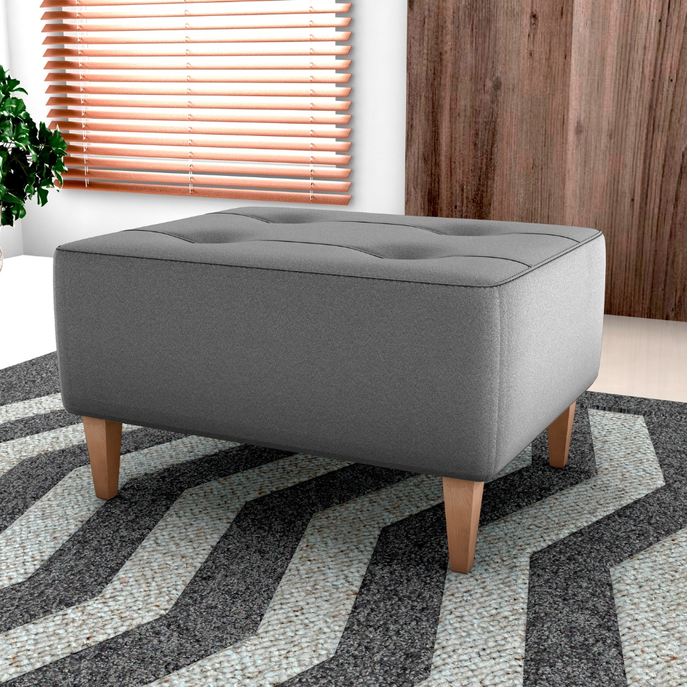 Puff Decorativo Para Sala Piva 62x52 cm E425 Cinza Milani Store