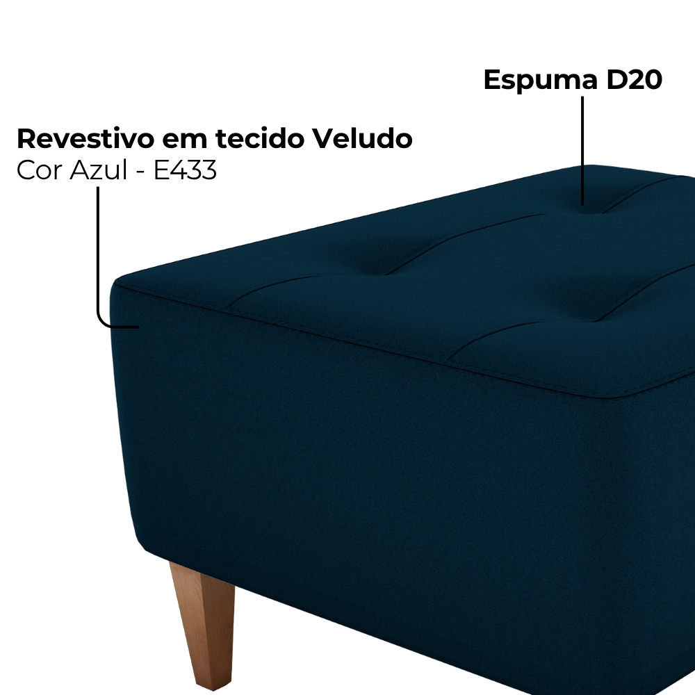 Puff Decorativo Para Sala Piva 62x52 cm E433 Azul Milani Store