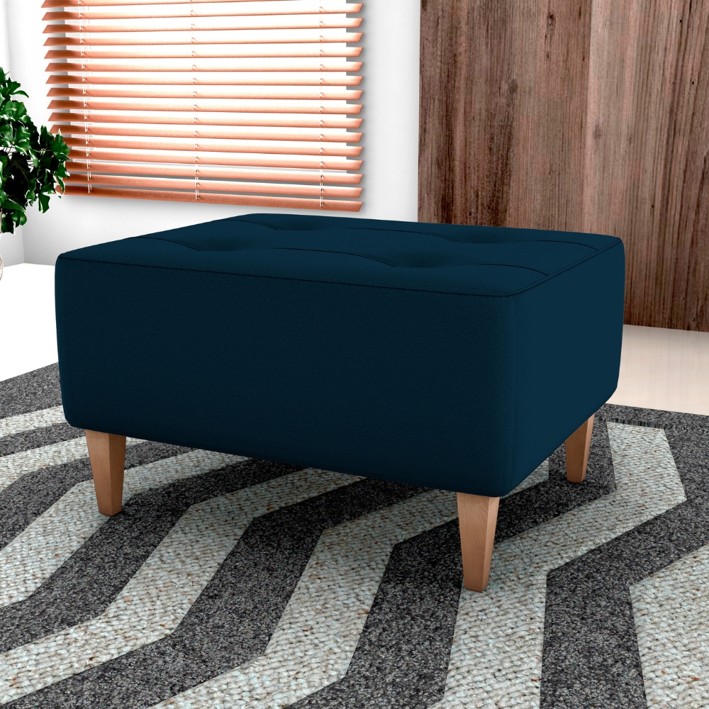 Puff Decorativo Para Sala Piva 62x52 cm E433 Azul Milani Store