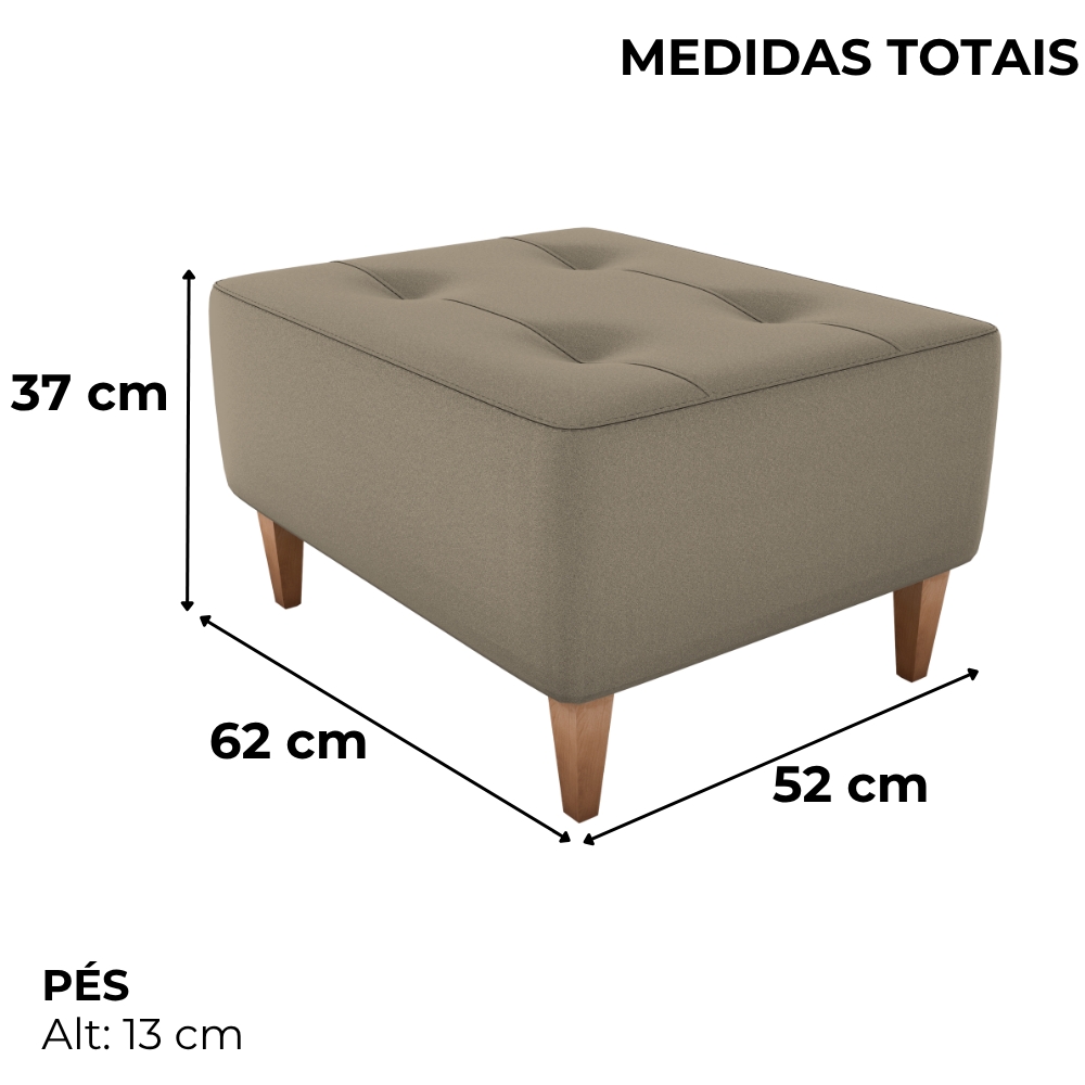 Puff Decorativo Para Sala Piva 62x52 cm E434 Marrom Claro Milani Store