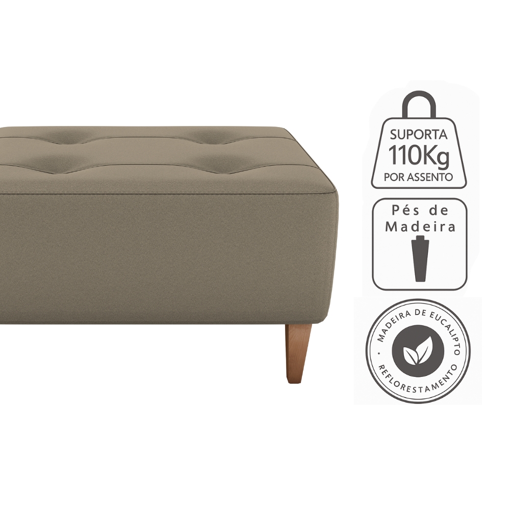 Puff Decorativo Para Sala Piva 62x52 cm E434 Marrom Claro Milani Store