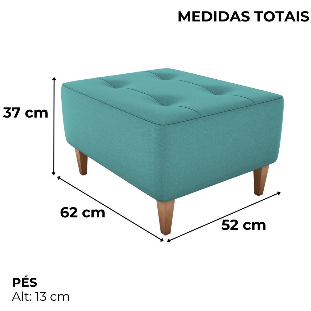 Puff Decorativo Para Sala Piva 62x52 cm Veludo Deluxe Verde Milani Store
