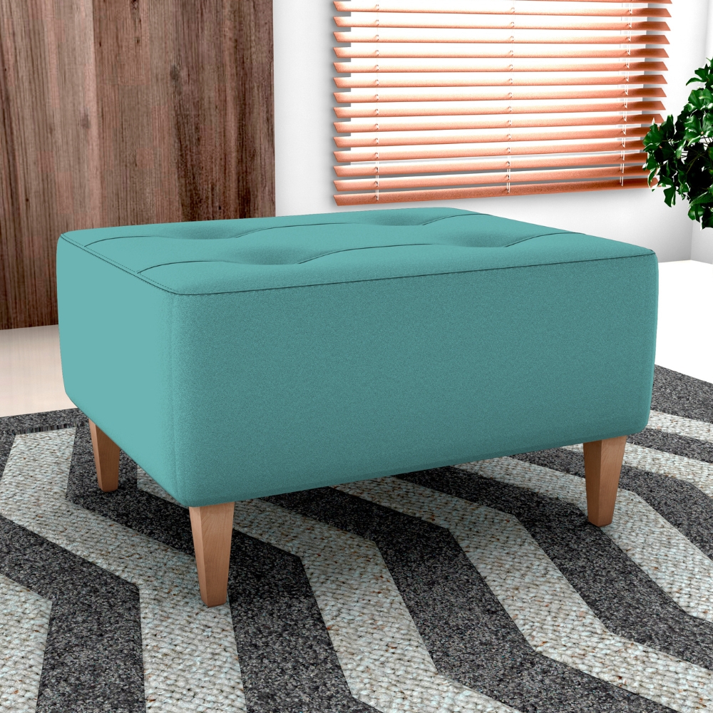 Puff Decorativo Para Sala Piva 62x52 cm Veludo Deluxe Verde Milani Store