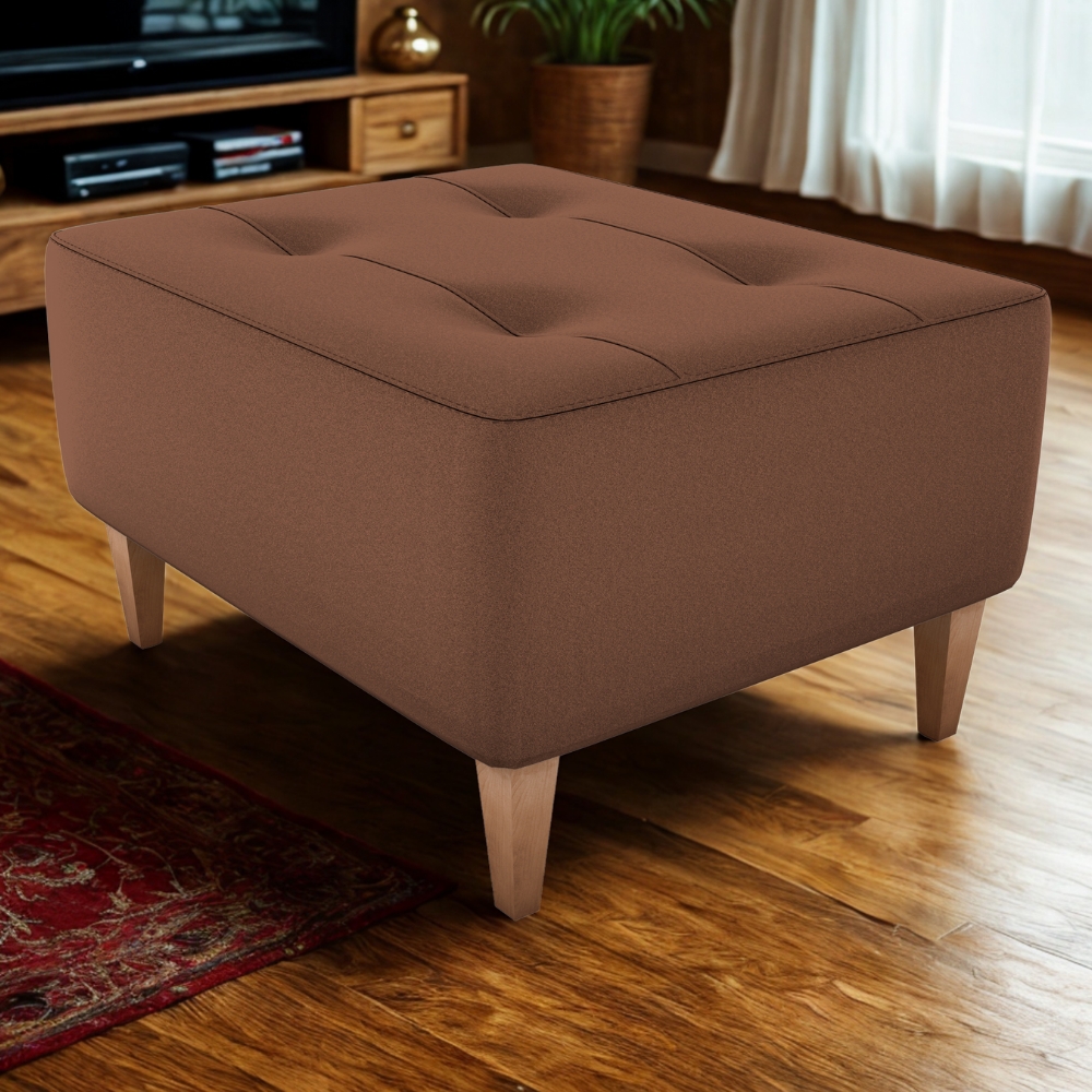 Puff Decorativo Para Sala Piva 62x52 cm Veludo Inca Ferrugem Milani Store