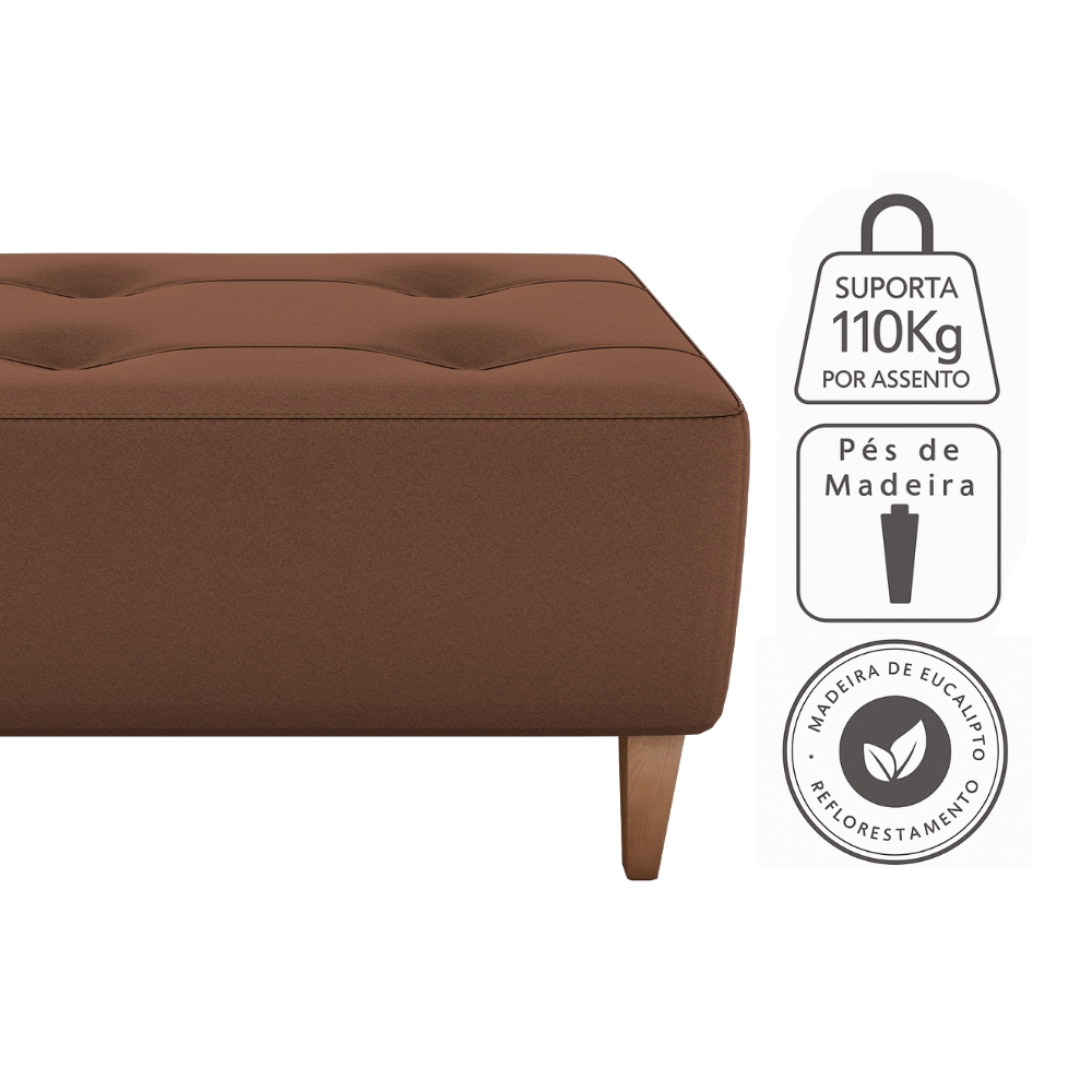 Puff Decorativo Para Sala Piva 62x52 cm Veludo Inca Ferrugem Milani Store