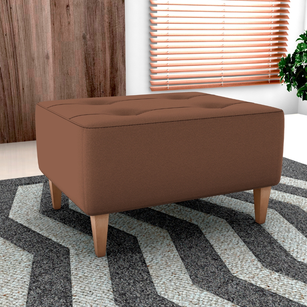 Puff Decorativo Para Sala Piva 62x52 cm Veludo Inca Ferrugem Milani Store
