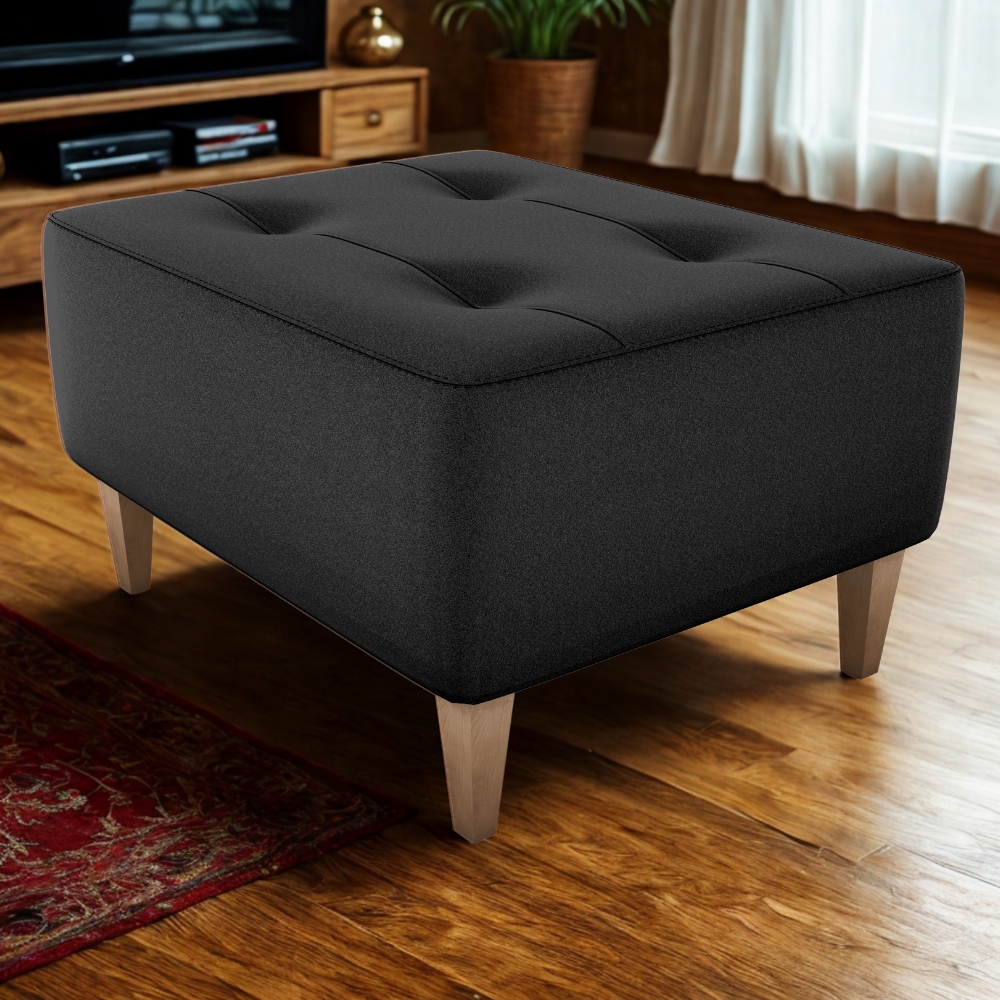 Puff Decorativo Para Sala Piva 62x52 cm Veludo Inca Preto Milani Store