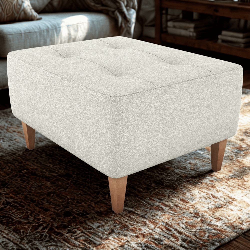 Puff Para Sala Piva 62 cm Tecido Boucle F492 Natural Milani Store