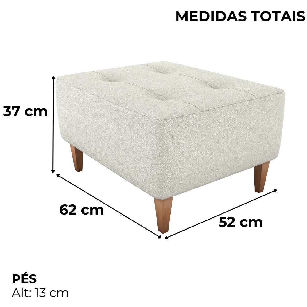 Puff Para Sala Piva 62 cm Tecido Boucle F492 Natural Milani Store