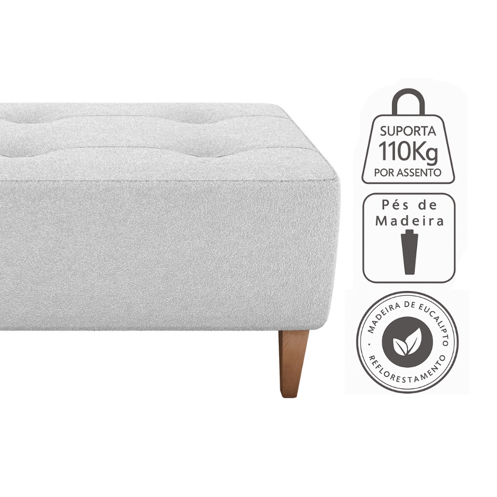 Puff Para Sala Piva 62 cm Tecido Boucle F492 Natural Milani Store