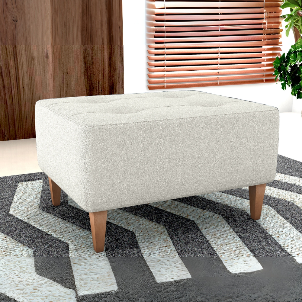 Puff Para Sala Piva 62 cm Tecido Boucle F492 Natural Milani Store