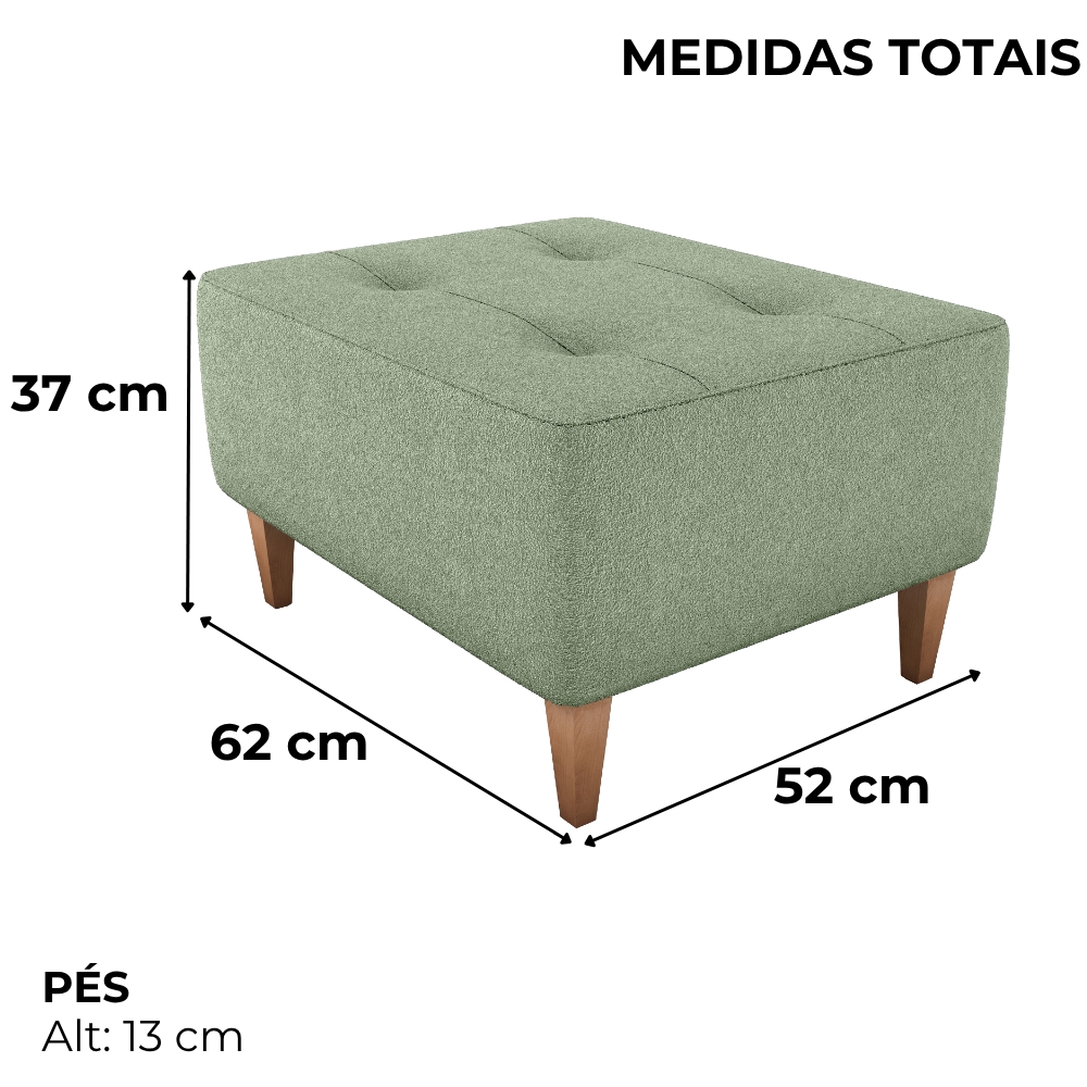 Puff Para Sala Piva 62 cm Tecido Boucle F494 Oliva Milani Store