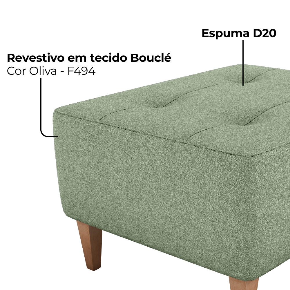 Puff Para Sala Piva 62 cm Tecido Boucle F494 Oliva Milani Store