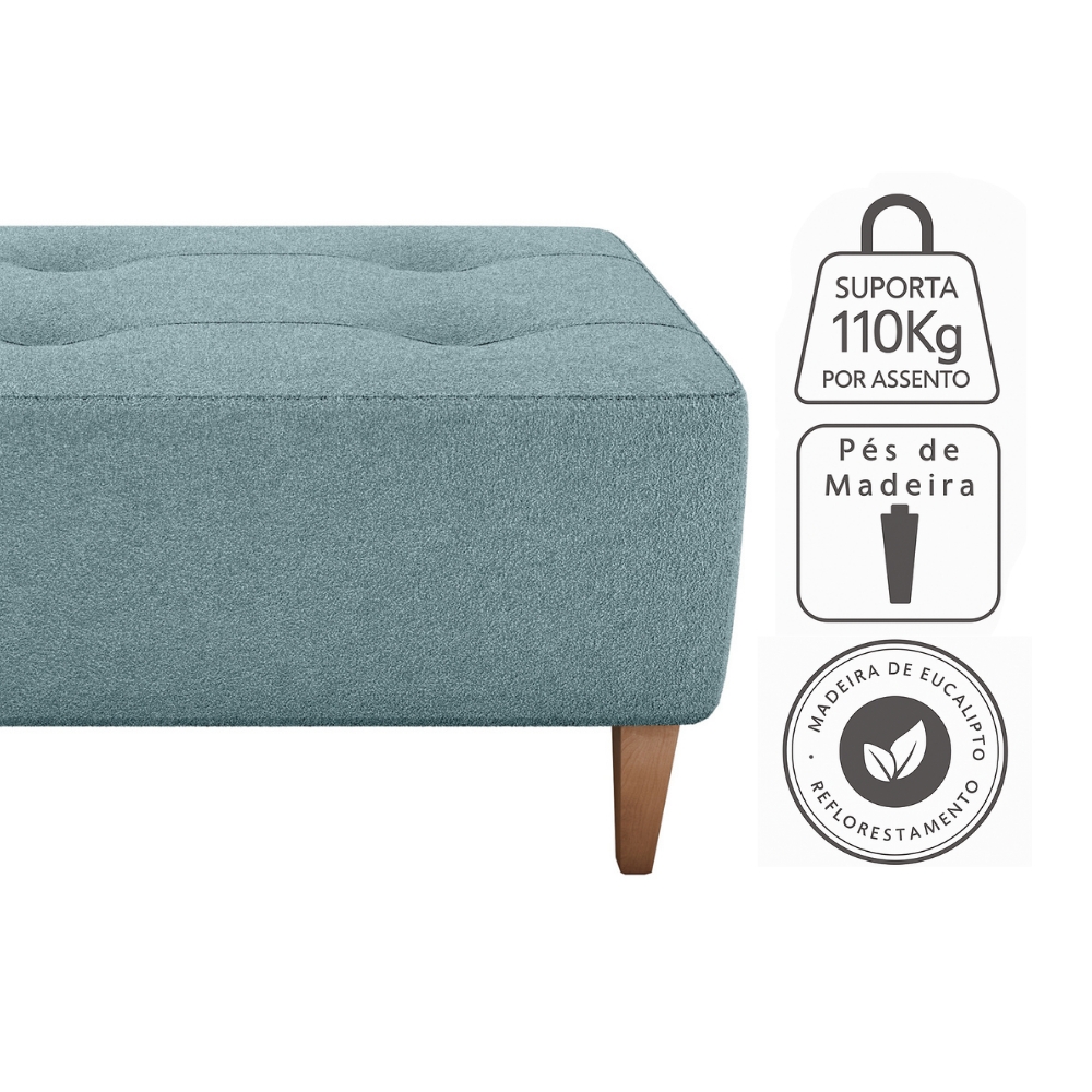 Puff Para Sala Piva 62 cm Tecido Boucle F495 Azul Milani Store